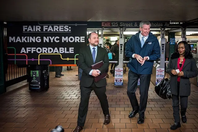 Mayor Bill de Blasio and Council Speaker Corey Johnson at a joint press conference in January